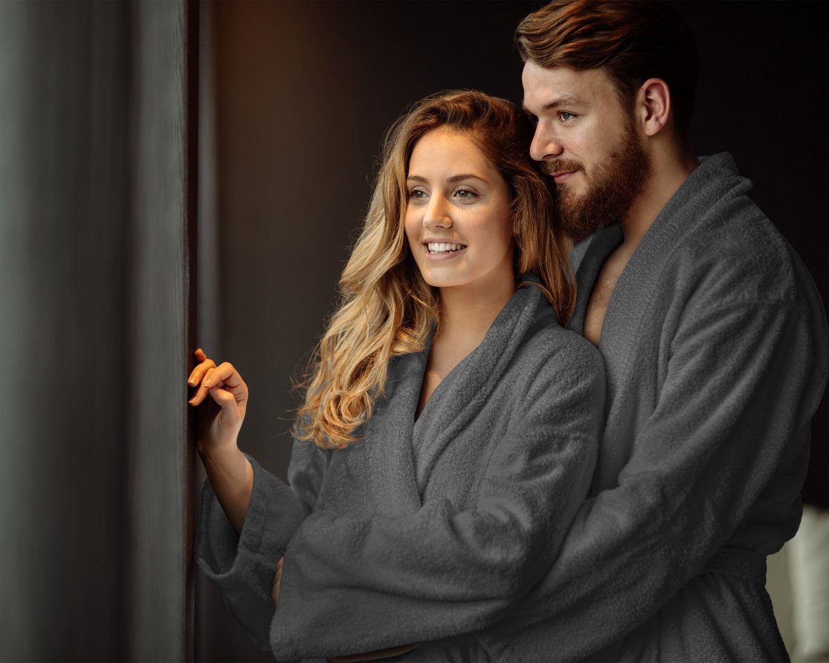 Premium Soft Terry Bathrobe | Anthracite Grey | S - M - The Bedding & Blankets Store