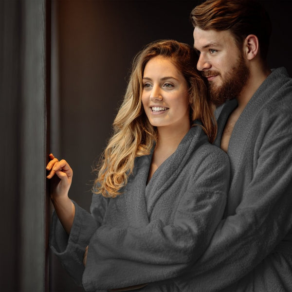 Premium Soft Terry Bathrobe | Anthracite Grey | S - M - The Bedding & Blankets Store