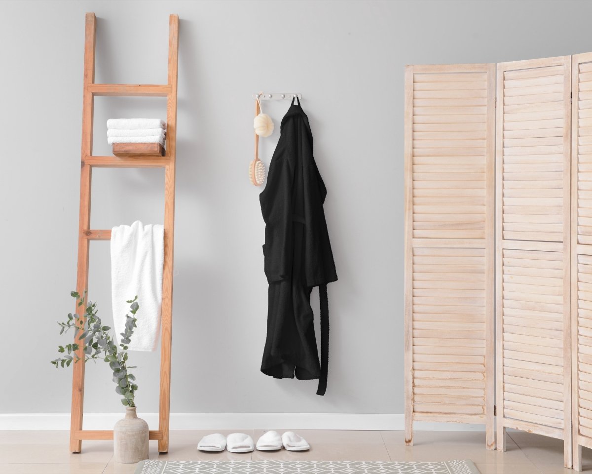 Premium Soft Terry Bathrobe | Black | S - M - The Bedding & Blankets Store