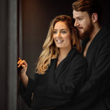 Premium Soft Terry Bathrobe | Black | S - M - The Bedding & Blankets Store