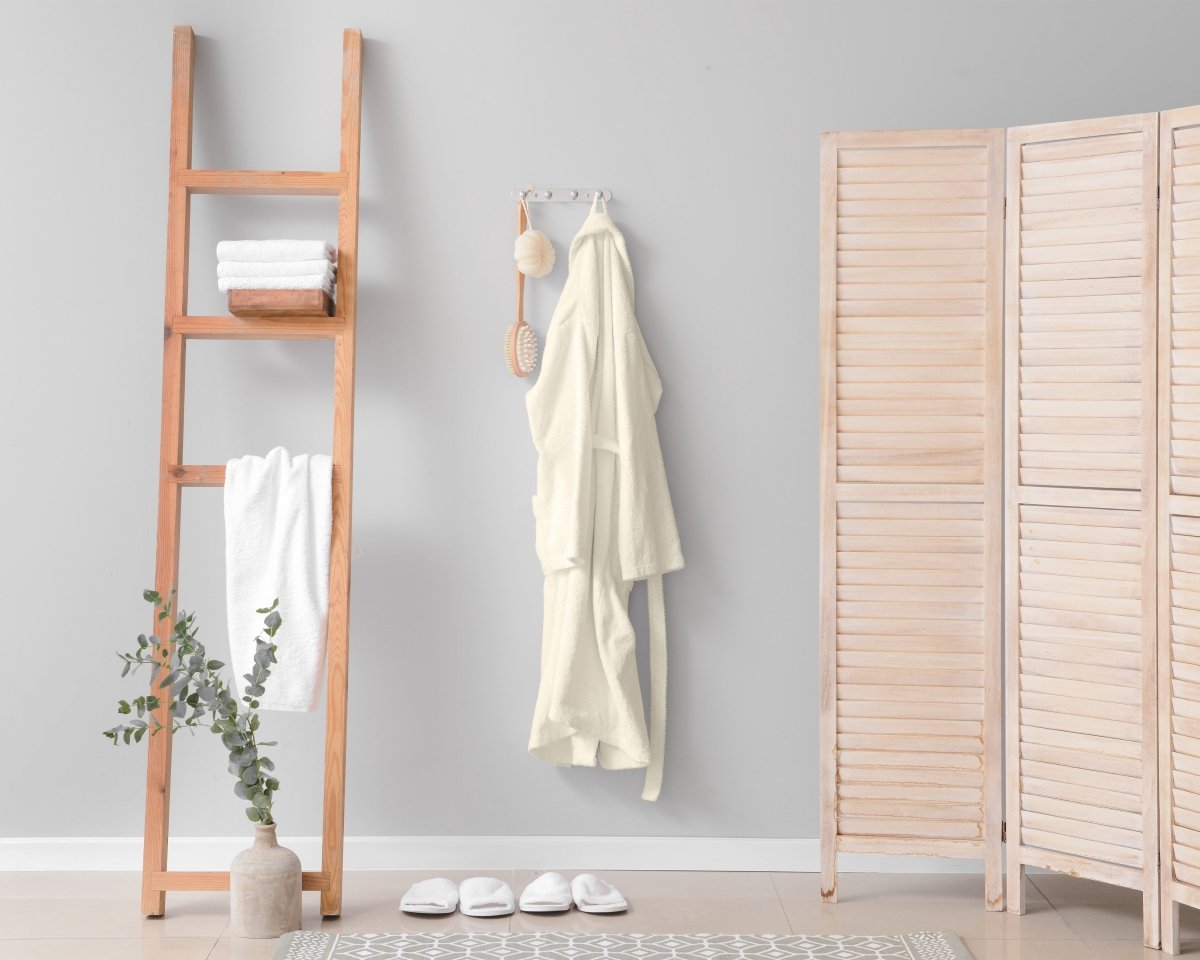 Premium Soft Terry Bathrobe | Cream | S - M - The Bedding & Blankets Store