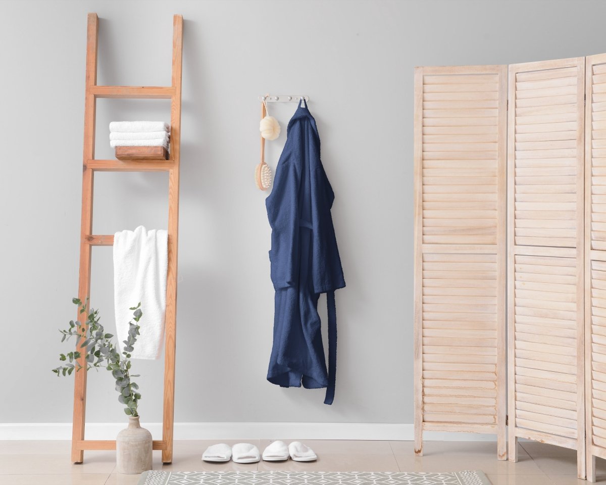 Premium Soft Terry Bathrobe | Navy | S - M - The Bedding & Blankets Store