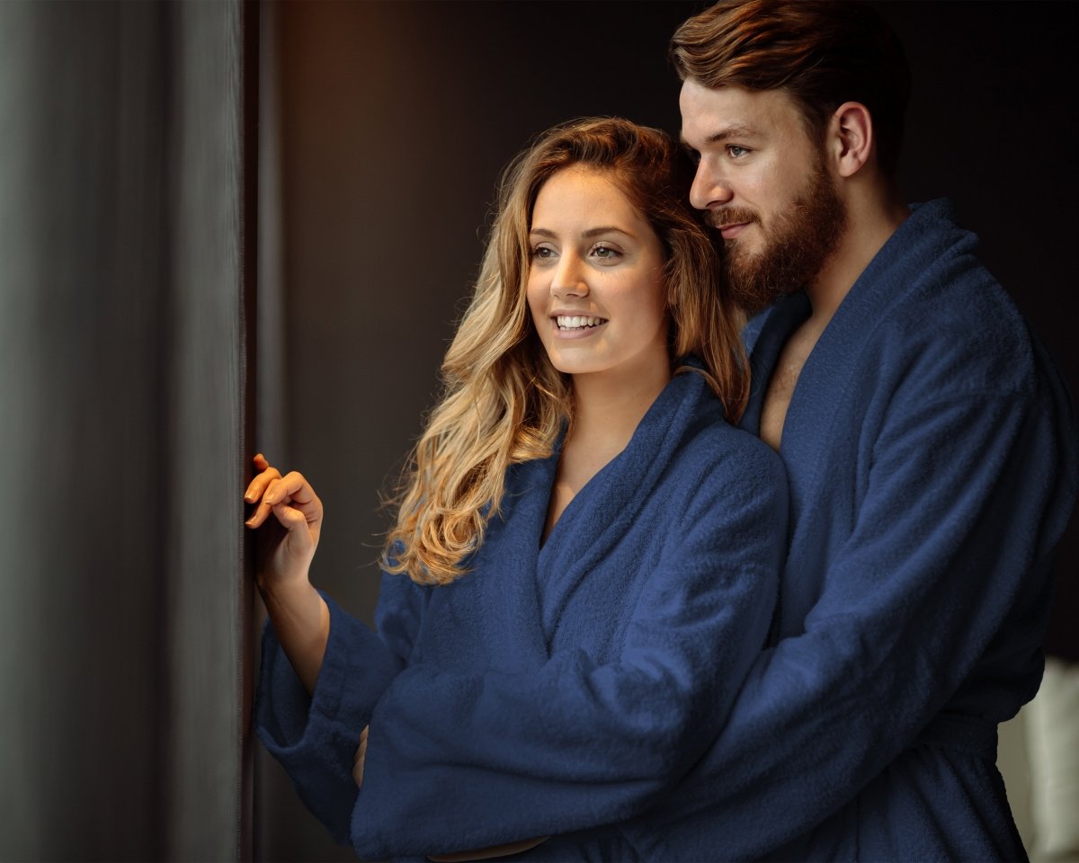 Premium Soft Terry Bathrobe | Navy | S - M - The Bedding & Blankets Store