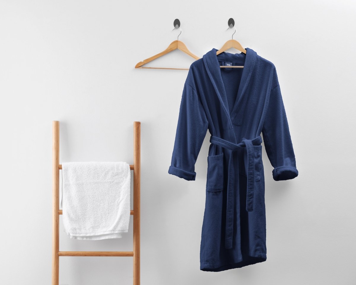 Premium Soft Terry Bathrobe | Navy | S - M - The Bedding & Blankets Store