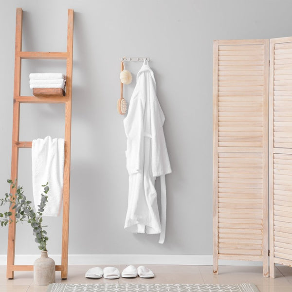 Premium Soft Terry Bathrobe | White | S - M - The Bedding & Blankets Store