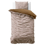 Printed Velvet & Cotton Duvet Cover Set Signature Aria | Brown | Single - 135cm (W) x 200cm (L) - The Bedding & Blankets Store