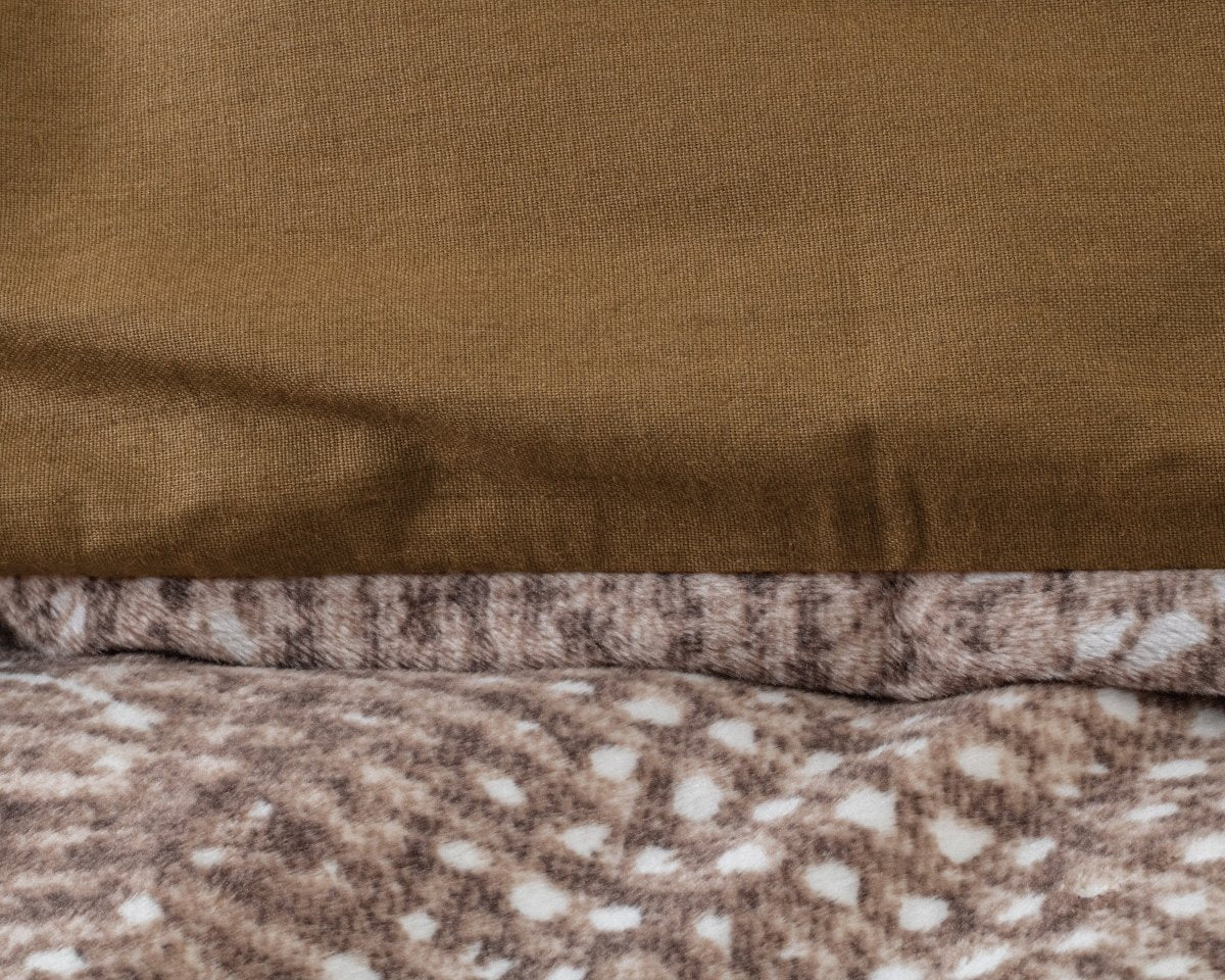 Printed Velvet & Cotton Duvet Cover Set Signature Aria | Brown | Single - 135cm (W) x 200cm (L) - The Bedding & Blankets Store