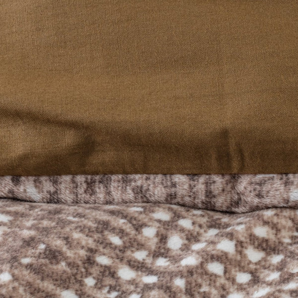 Printed Velvet & Cotton Duvet Cover Set Signature Aria | Brown | Single - 135cm (W) x 200cm (L) - The Bedding & Blankets Store