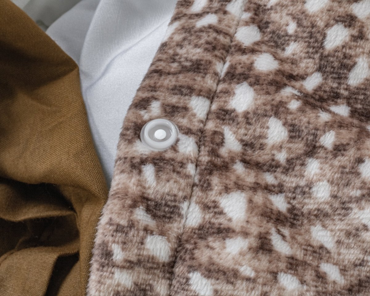Printed Velvet & Cotton Duvet Cover Set Signature Aria | Brown | Single - 135cm (W) x 200cm (L) - The Bedding & Blankets Store