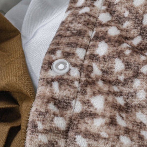 Printed Velvet & Cotton Duvet Cover Set Signature Aria | Brown | Single - 135cm (W) x 200cm (L) - The Bedding & Blankets Store