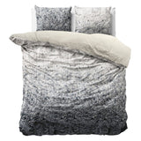 Printed Velvet & Cotton Duvet Cover Set Signature Emma | Anthracite | Double - 200cm (W) x 220cm (L) - The Bedding & Blankets Store