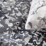 Printed Velvet & Cotton Duvet Cover Set Signature Emma | Anthracite | Single - 135cm (W) x 200cm (L) - The Bedding & Blankets Store