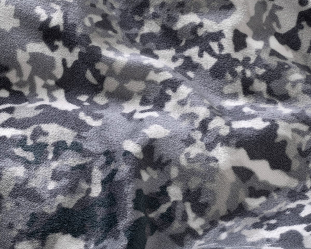 Printed Velvet & Cotton Duvet Cover Set Signature Emma | Anthracite | Single - 135cm (W) x 200cm (L) - The Bedding & Blankets Store