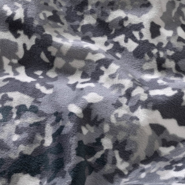 Printed Velvet & Cotton Duvet Cover Set Signature Emma | Anthracite | Single - 135cm (W) x 200cm (L) - The Bedding & Blankets Store