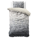 Printed Velvet & Cotton Duvet Cover Set Signature Emma | Anthracite | Single - 135cm (W) x 200cm (L) - The Bedding & Blankets Store
