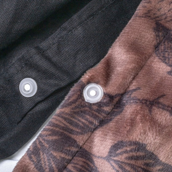 Printed Velvet & Cotton Duvet Cover Set Signature Jonas | Brown | Single - 135cm (W) x 200cm (L) - The Bedding & Blankets Store