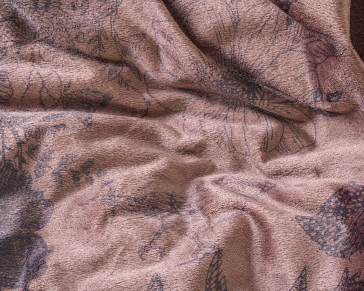 Printed Velvet & Cotton Duvet Cover Set Signature Jonas | Brown | Single - 135cm (W) x 200cm (L) - The Bedding & Blankets Store