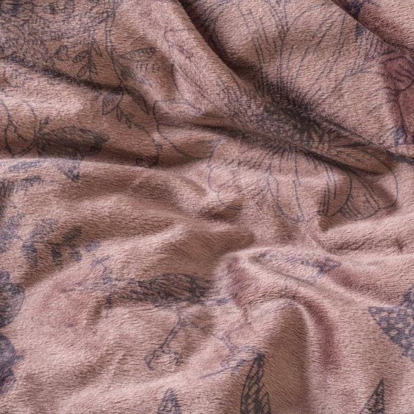 Printed Velvet & Cotton Duvet Cover Set Signature Jonas | Brown | Single - 135cm (W) x 200cm (L) - The Bedding & Blankets Store