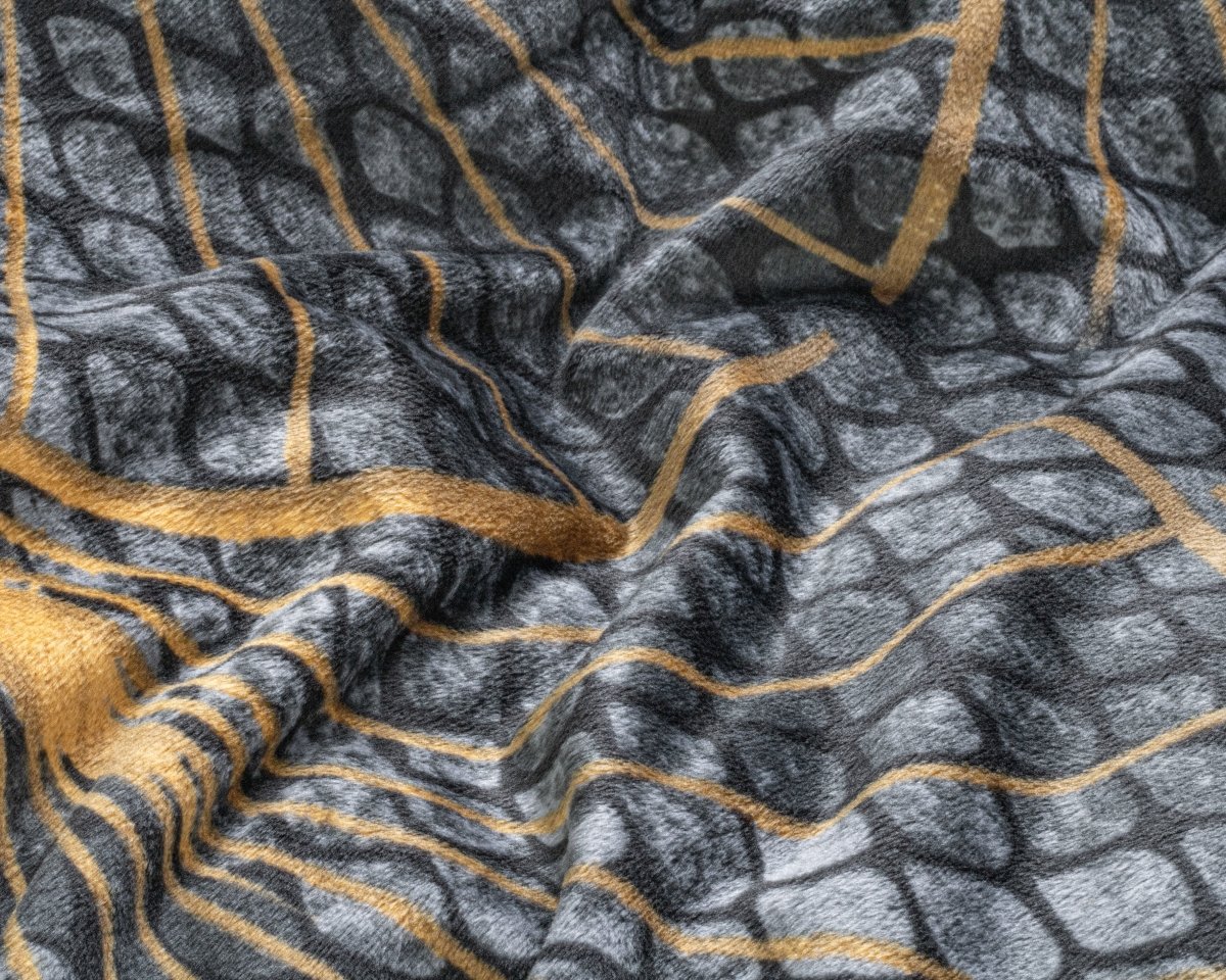 Printed Velvet & Cotton Duvet Cover Set Signature Mente | Grey | Single - 135cm (W) x 200cm (L) - The Bedding & Blankets Store