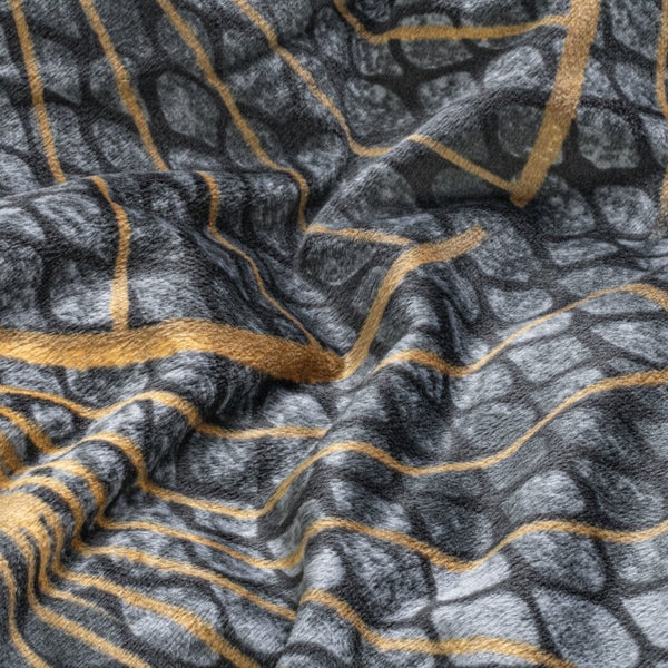 Printed Velvet & Cotton Duvet Cover Set Signature Mente | Grey | Single - 135cm (W) x 200cm (L) - The Bedding & Blankets Store