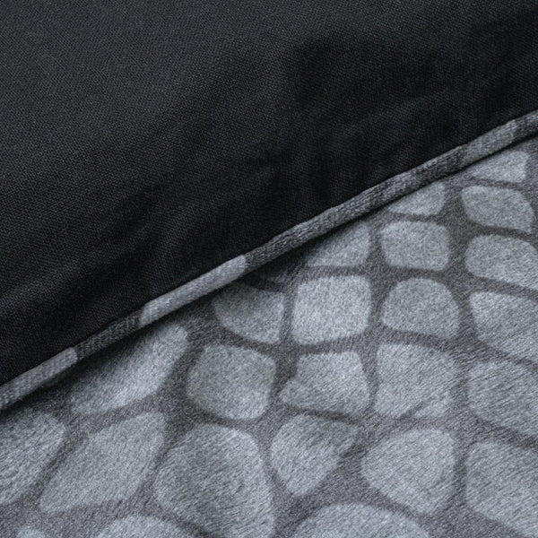 Printed Velvet & Cotton Duvet Cover Set Signature Mente | Grey | Single - 135cm (W) x 200cm (L) - The Bedding & Blankets Store