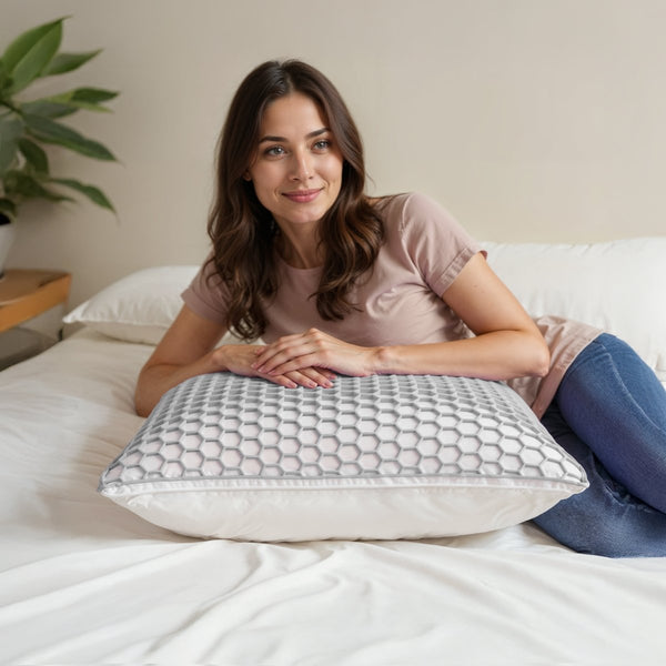 Rebound Memory Foam Pillow with Firm Core Pillow | Grey | 60 x 40 x 13cm - The Bedding & Blankets Store
