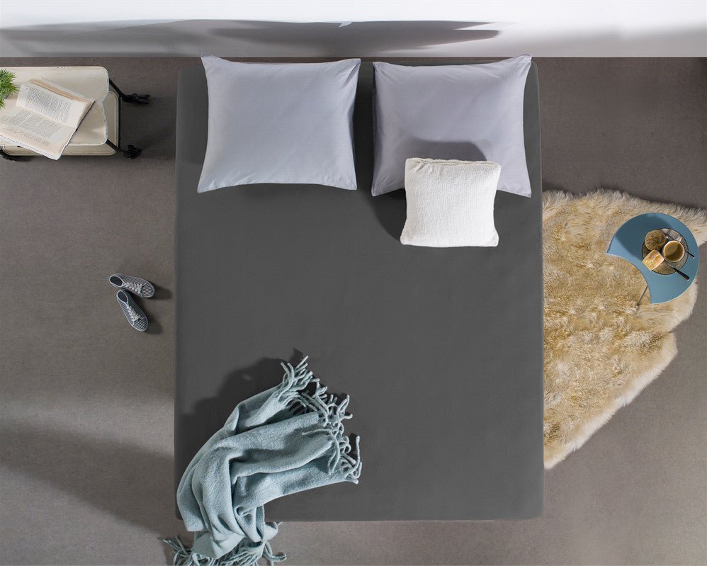 Single Jersey 135 GSM Soft Cotton Fitted Sheet | Anthracite Grey | Single 80/100 x 200cm (L) x 30cm (D) - The Bedding & Blankets Store