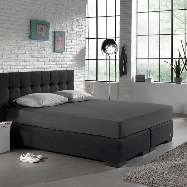 Single Jersey 135 GSM Soft Cotton Fitted Sheet | Anthracite Grey | Single 80/100 x 200cm (L) x 30cm (D) - The Bedding & Blankets Store
