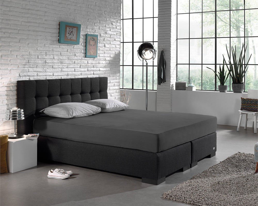 Single Jersey 135 GSM Soft Cotton Fitted Sheet | Anthracite Grey | Single 80/100 x 200cm (L) x 30cm (D) - The Bedding & Blankets Store