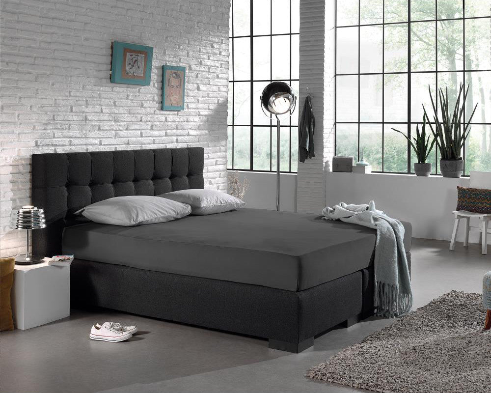 Single Jersey 135 GSM Soft Cotton Fitted Sheet | Anthracite Grey | Single 80/100 x 200cm (L) x 30cm (D) - The Bedding & Blankets Store