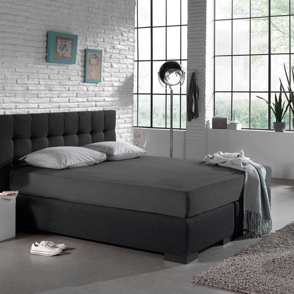 Single Jersey 135 GSM Soft Cotton Fitted Sheet | Anthracite Grey | Single 80/100 x 200cm (L) x 30cm (D) - The Bedding & Blankets Store