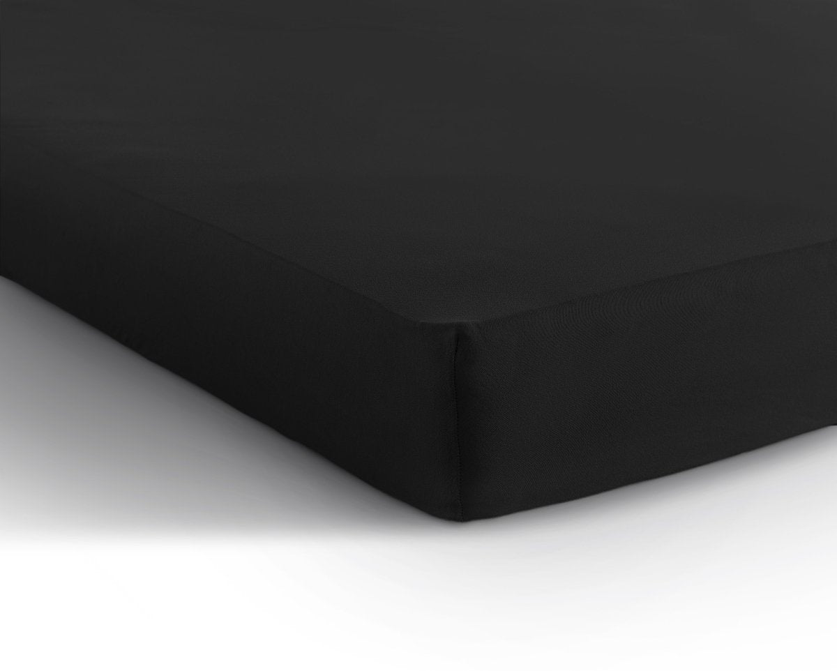 Single Jersey 135 GSM Soft Cotton Fitted Sheet | Black | Single 80/100 x 200cm (L) x 30cm (D) - The Bedding & Blankets Store