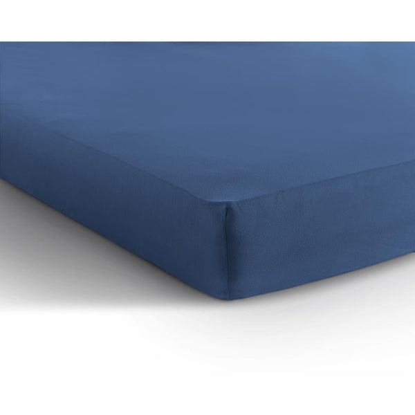 Single Jersey 135 GSM Soft Cotton Fitted Sheet | Blue | Single 80/100 x 200cm (L) x 30cm (D) - The Bedding & Blankets Store