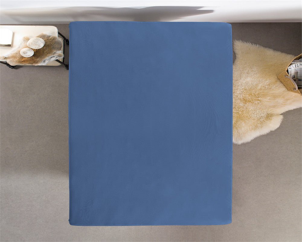 Single Jersey 135 GSM Soft Cotton Fitted Sheet | Blue | Single 80/100 x 200cm (L) x 30cm (D) - The Bedding & Blankets Store