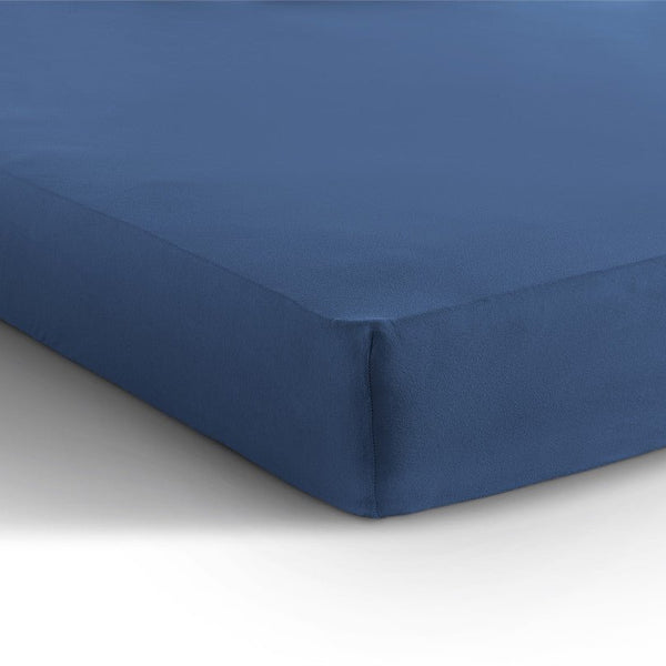 Single Jersey 135 GSM Soft Cotton Fitted Sheet | Blue | Single 80/100 x 200cm (L) x 30cm (D) - The Bedding & Blankets Store