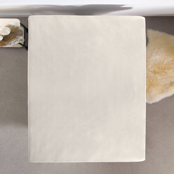 Single Jersey 135 GSM Soft Cotton Fitted Sheet | Cream | Single 80/100 x 200cm (L) x 30cm (D) - The Bedding & Blankets Store