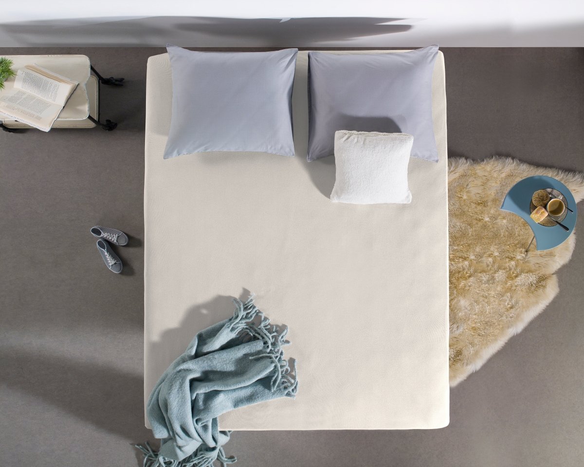 Single Jersey 135 GSM Soft Cotton Fitted Sheet | Cream | Single 80/100 x 200cm (L) x 30cm (D) - The Bedding & Blankets Store