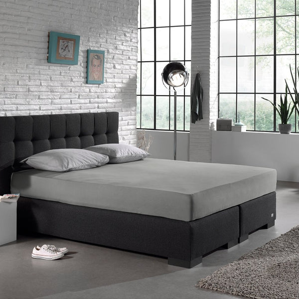 Single Jersey 135 GSM Soft Cotton Fitted Sheet | Grey | Single 80/100 x 200cm (L) x 30cm (D) - The Bedding & Blankets Store