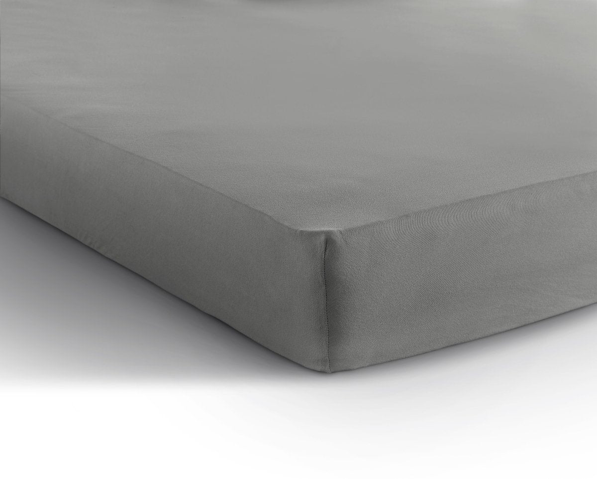 Single Jersey 135 GSM Soft Cotton Fitted Sheet | Grey | Single 80/100 x 200cm (L) x 30cm (D) - The Bedding & Blankets Store