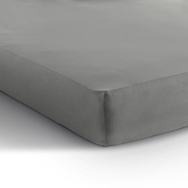 Single Jersey 135 GSM Soft Cotton Fitted Sheet | Grey | Single 80/100 x 200cm (L) x 30cm (D) - The Bedding & Blankets Store