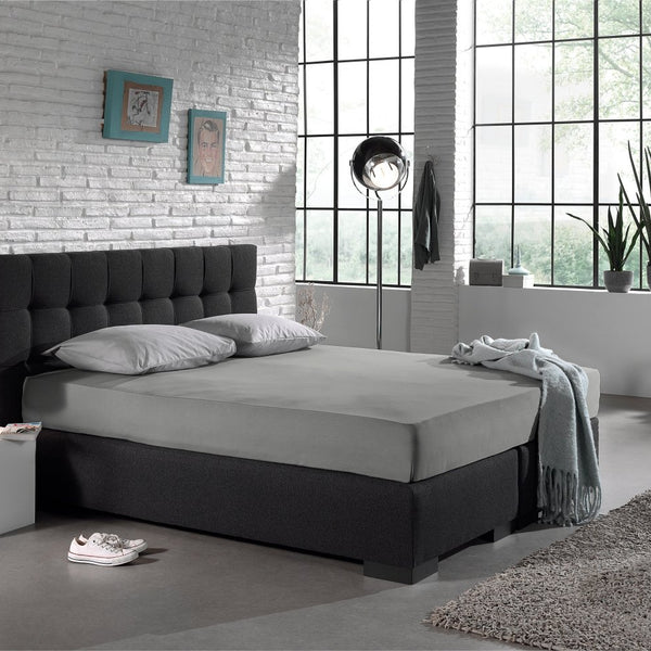 Single Jersey 135 GSM Soft Cotton Fitted Sheet | Grey | Single 80/100 x 200cm (L) x 30cm (D) - The Bedding & Blankets Store