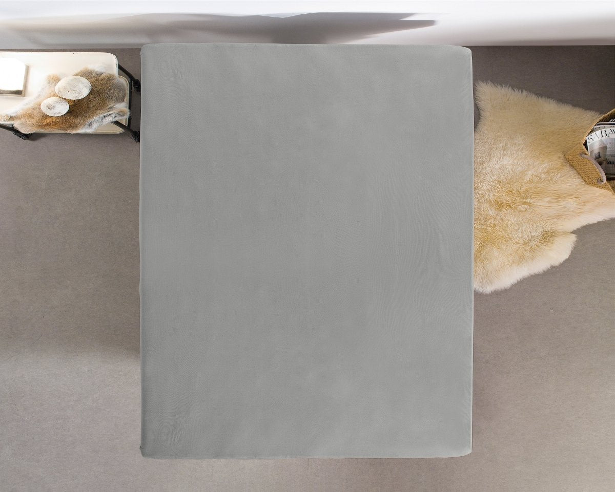 Single Jersey 135 GSM Soft Cotton Fitted Sheet | Grey | Single 80/100 x 200cm (L) x 30cm (D) - The Bedding & Blankets Store