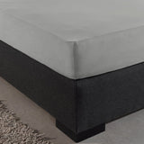 Single Jersey 135 GSM Soft Cotton Fitted Sheet | Grey | Single 80/100 x 200cm (L) x 30cm (D) - The Bedding & Blankets Store