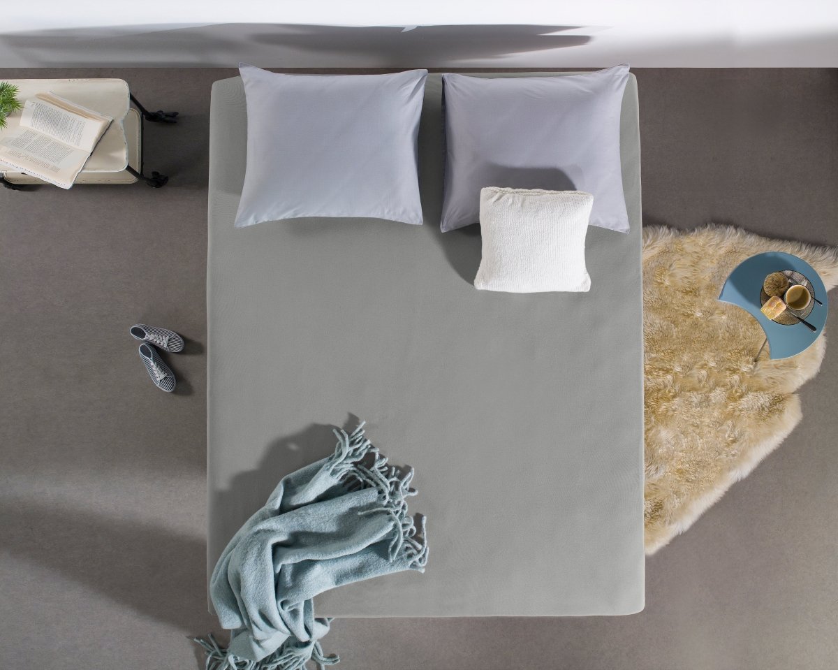 Single Jersey 135 GSM Soft Cotton Fitted Sheet | Grey | Single 80/100 x 200cm (L) x 30cm (D) - The Bedding & Blankets Store