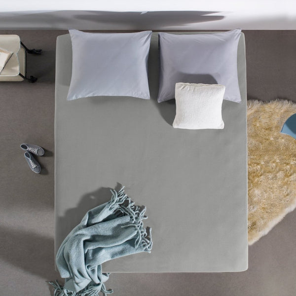 Single Jersey 135 GSM Soft Cotton Fitted Sheet | Grey | Single 80/100 x 200cm (L) x 30cm (D) - The Bedding & Blankets Store