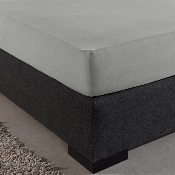 Single Jersey 135 GSM Soft Cotton Fitted Sheet | Grey | Single 80/100 x 200cm (L) x 30cm (D) - The Bedding & Blankets Store