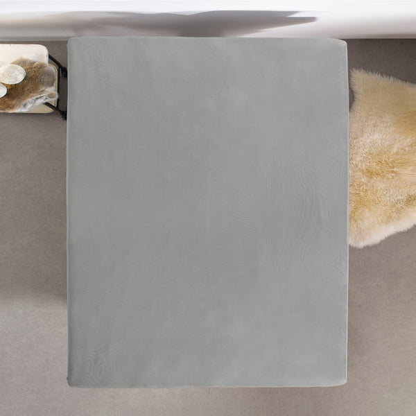 Single Jersey 135 GSM Soft Cotton Fitted Sheet | Grey | Single 80/100 x 200cm (L) x 30cm (D) - The Bedding & Blankets Store