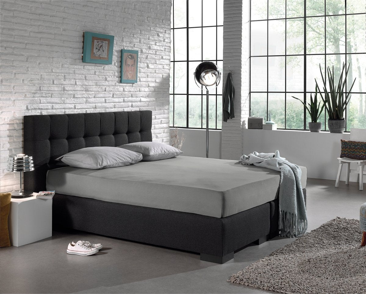 Single Jersey 135 GSM Soft Cotton Fitted Sheet | Grey | Single 80/100 x 200cm (L) x 30cm (D) - The Bedding & Blankets Store