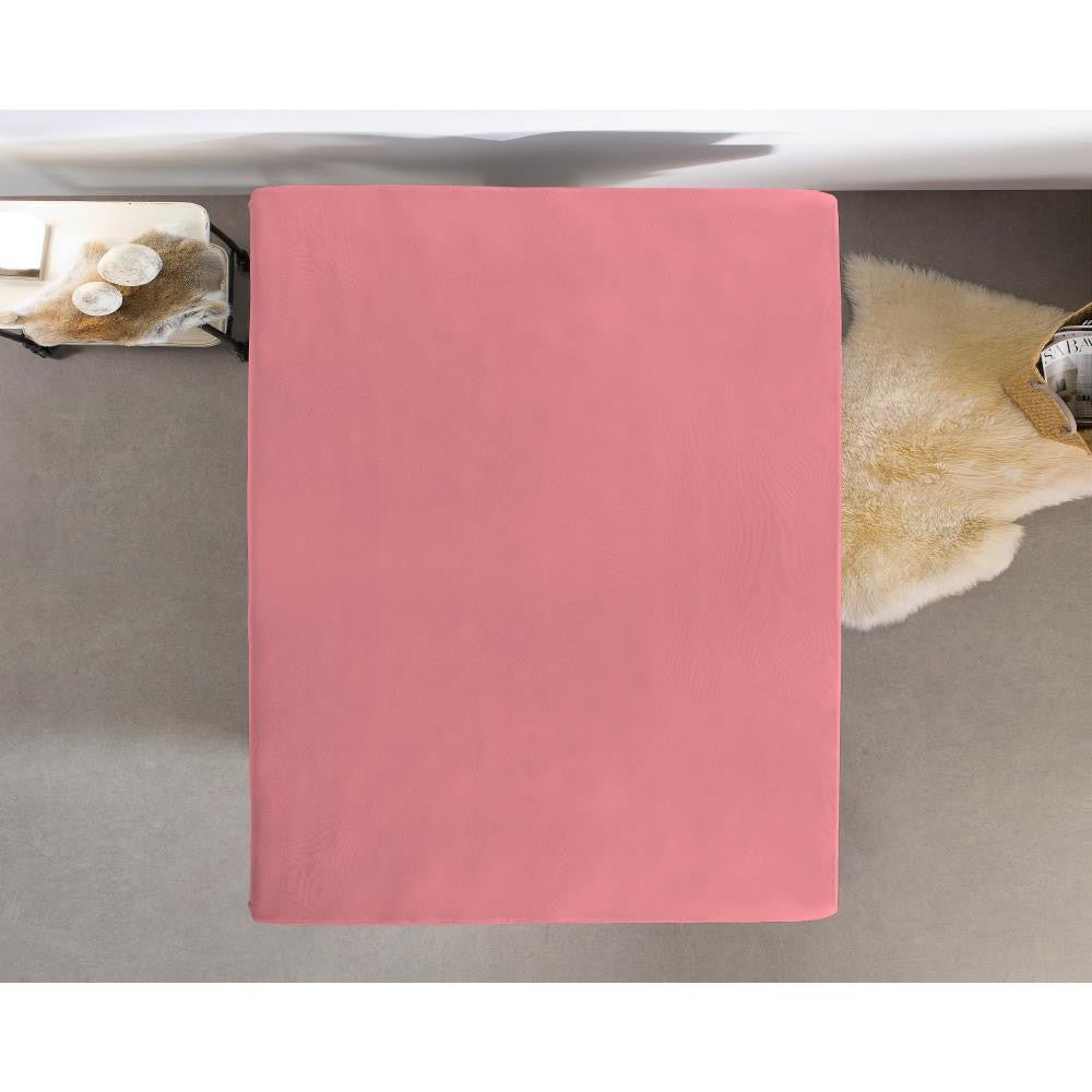 Single Jersey 135 GSM Soft Cotton Fitted Sheet | Pink | Single 80/100 x 200cm (L) x 30cm (D) - The Bedding & Blankets Store