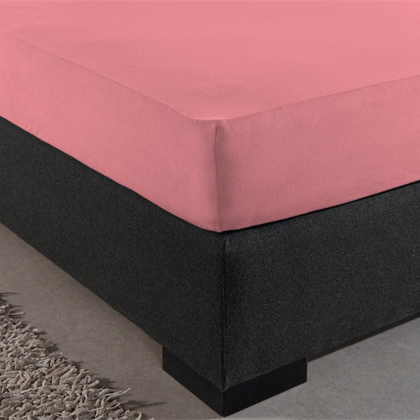 Single Jersey 135 GSM Soft Cotton Fitted Sheet | Pink | Single 80/100 x 200cm (L) x 30cm (D) - The Bedding & Blankets Store